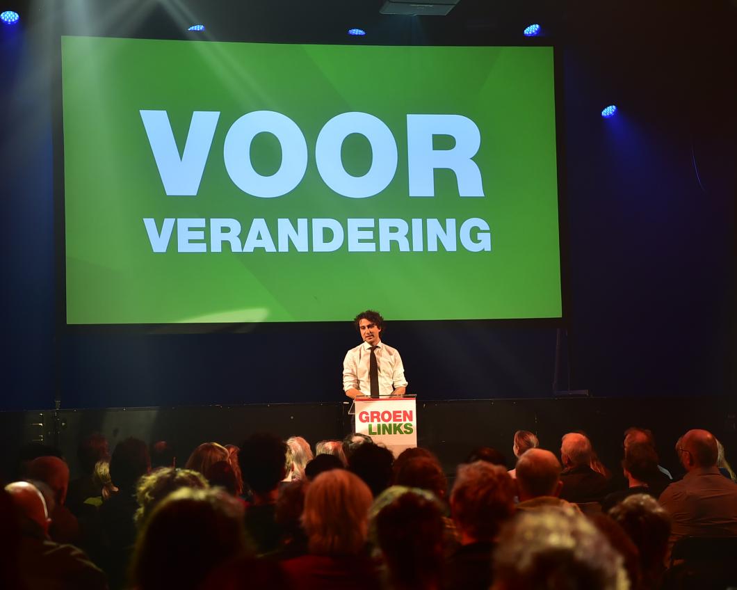 Jesse Klaver spreekt tijdens de klimaatmeetup Amsterdam