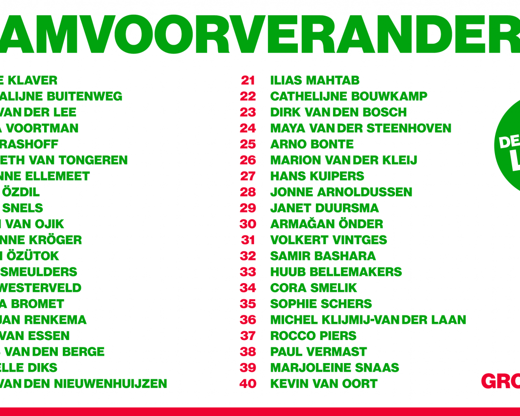 De definitieve kandidatenlijst van GroenLinks voor de Tweede Kamer. lijst DEF (1).png